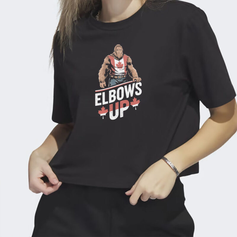 Canada Flag T-shirt, Elbows Up Shirt For Canada Day, Bigfoot lover gift, Funny Political Shirt