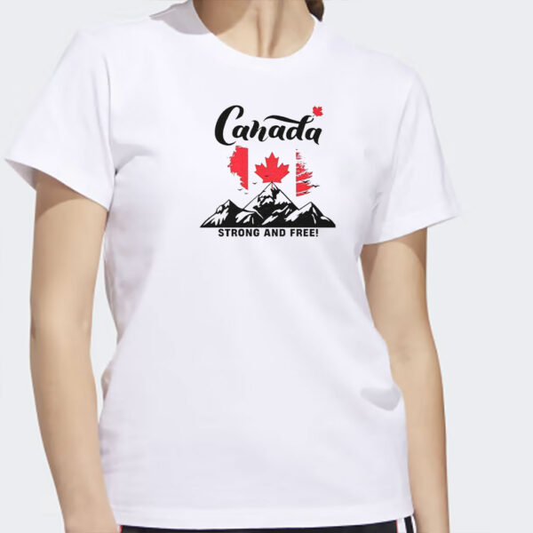 Canada Strong And Free Mountain Bag Flag Shirt, Elbows Up Canada Shirt