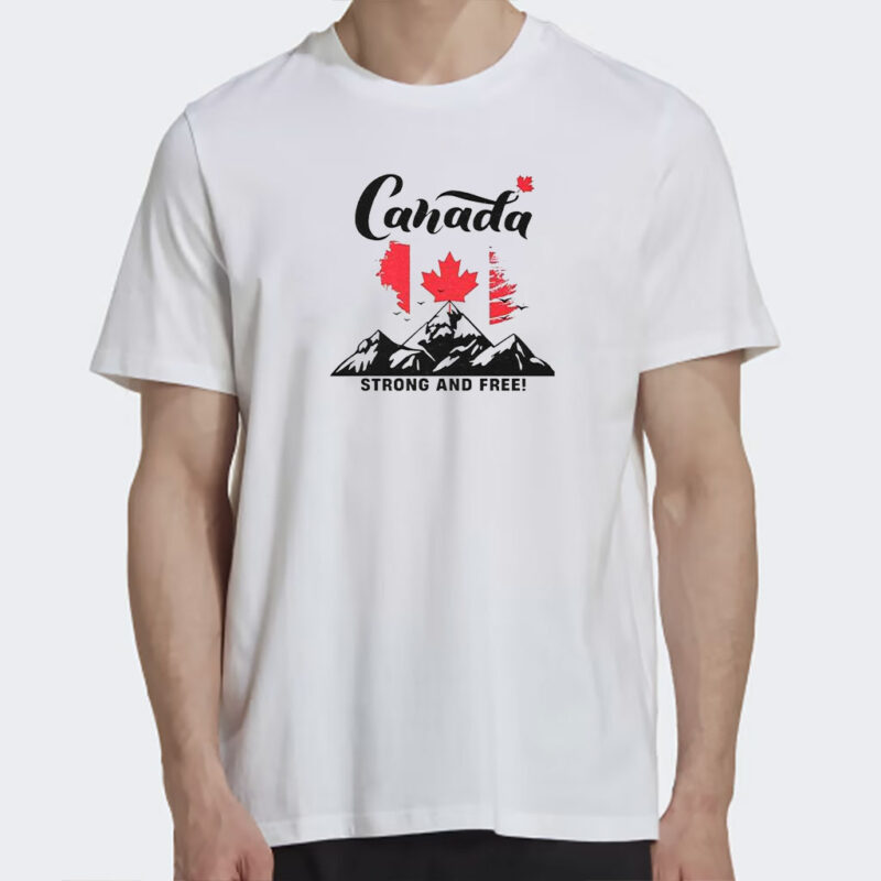 Canada Strong And Free Mountain Bag Flag Shirt, Elbows Up Canada Shirt