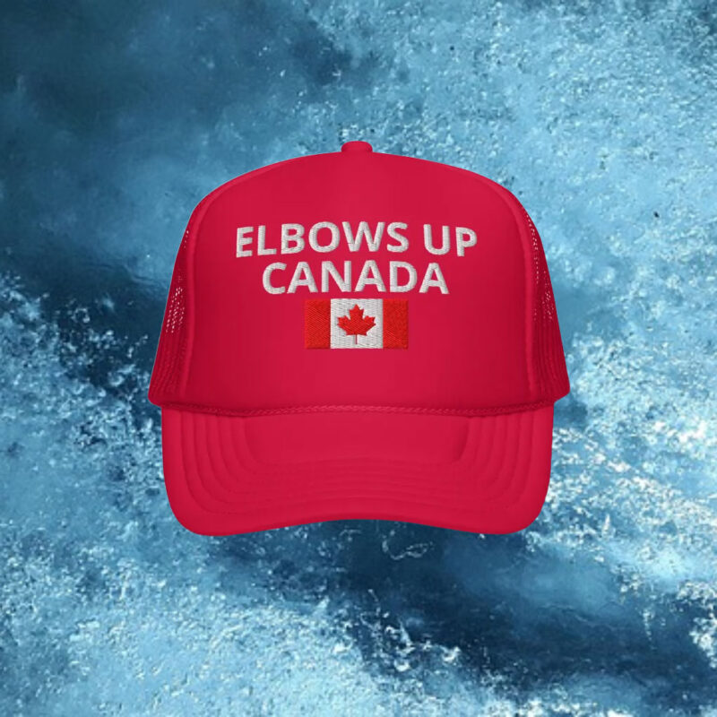 ELBOWS UP CANADA Hat – Hockey Quote Patriotic Trucker Cap
