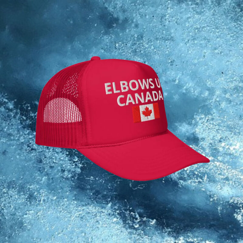 ELBOWS UP CANADA Hat – Hockey Quote Patriotic Trucker Cap