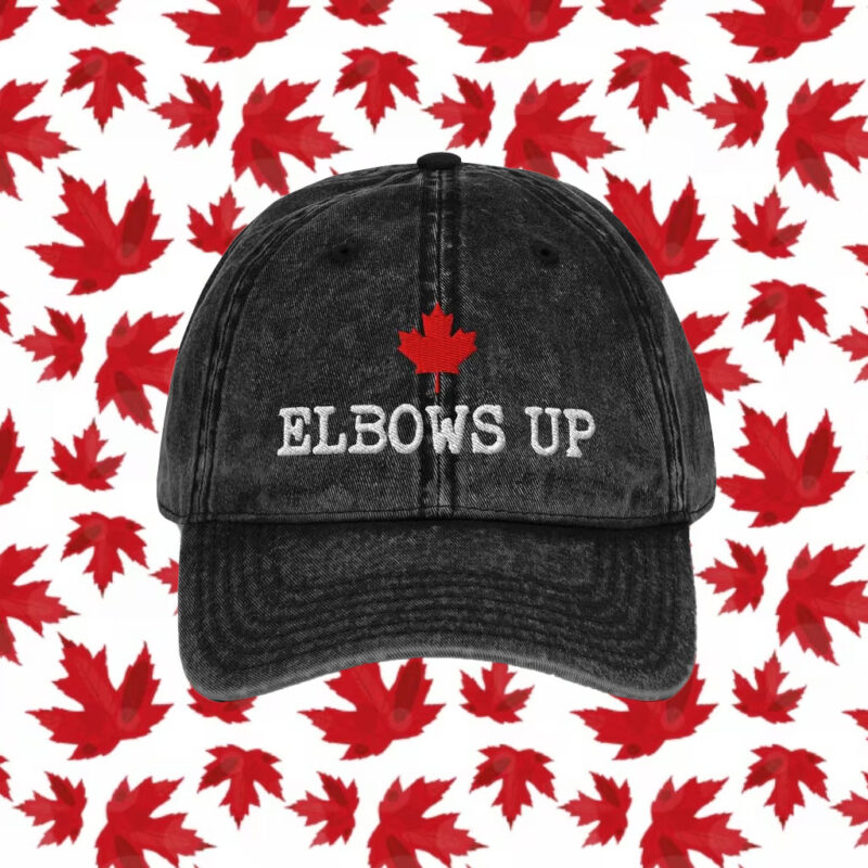 ELBOWS UP CANADA Vintage Cotton Twill Cap, Canada Proud Patriotic Hat