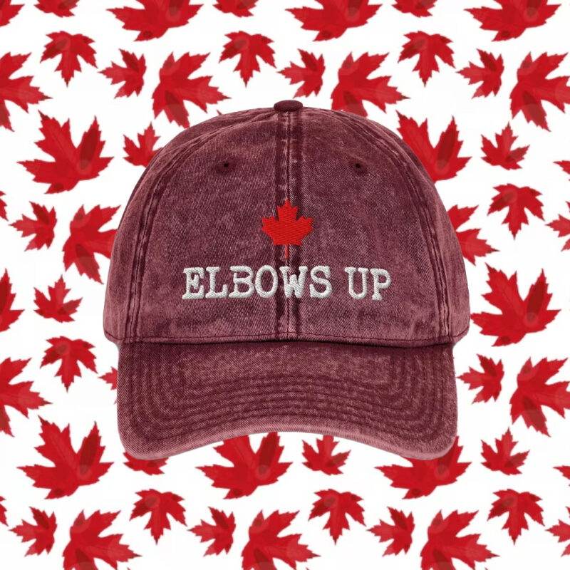 ELBOWS UP CANADA Vintage Cotton Twill Cap, Canada Proud Patriotic Hat