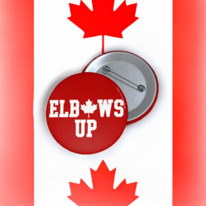 Elbows Up Canada Button, Stop Trump Tariffs, Subtle Anti Trump MAGA Fascism Liberal