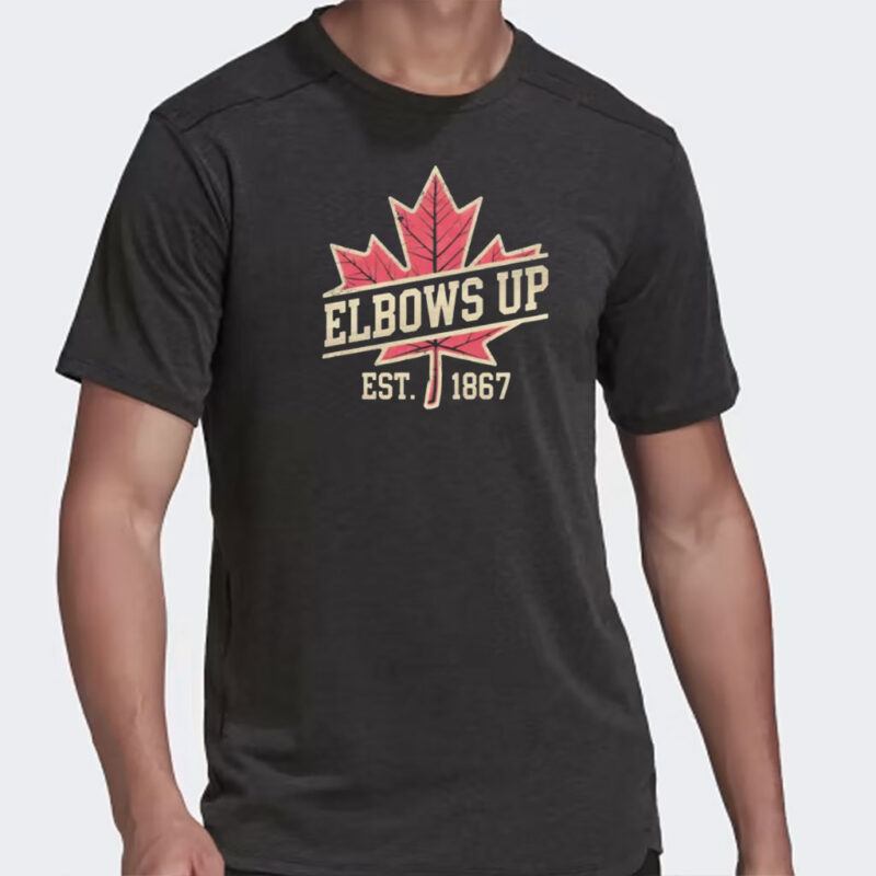 Elbows Up Canada T-Shirt, True North Strong and Free, Canadian Hockey Culture, Unisex Shirt