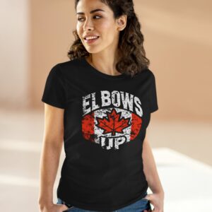 Elbows Up Canada Womens T-Shirt - Vintage Distressed Canadian Pride