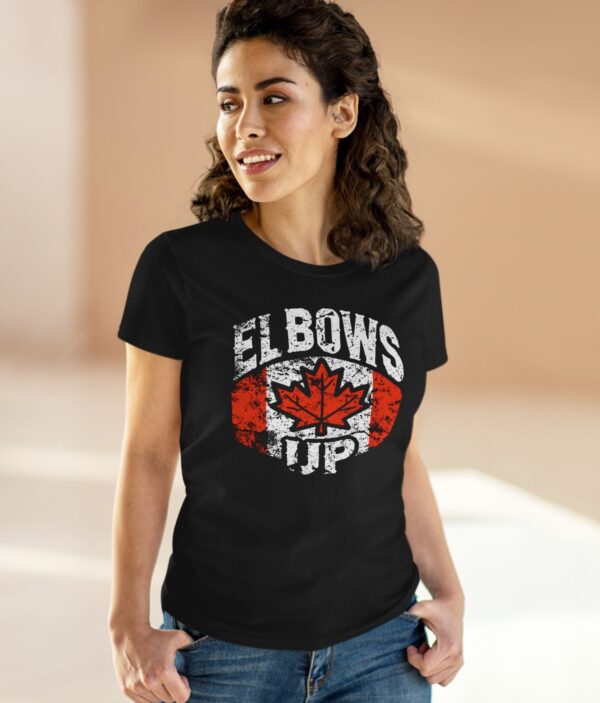 Elbows Up Canada Womens T-Shirt - Vintage Distressed Canadian Pride