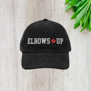 Elbows Up Canadian Corduroy Hat, embroidered true north subtle anti trump, Canada hockey dad hat