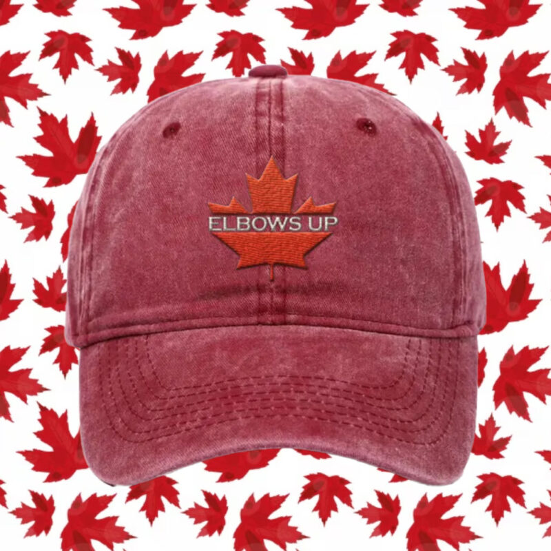 Elbows Up Embroidered Hat, Vintage Baseball Hat, Canadian Pride Anti Trump Cap,Washed Trucker Hats