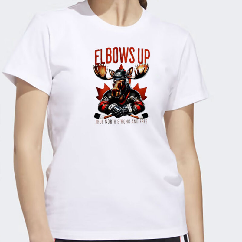 Elbows up Canada Moose hockey true North strong and free mascot shirt