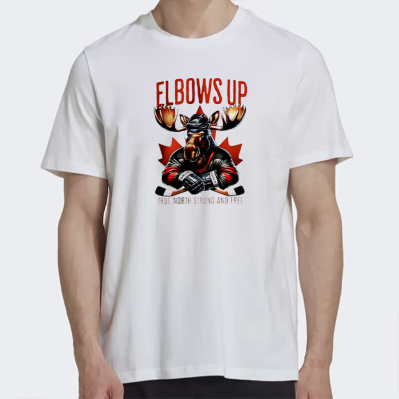Elbows up Canada Moose hockey true North strong and free mascot shirt
