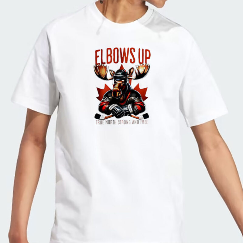 Elbows up Canada Moose hockey true North strong and free mascot shirt