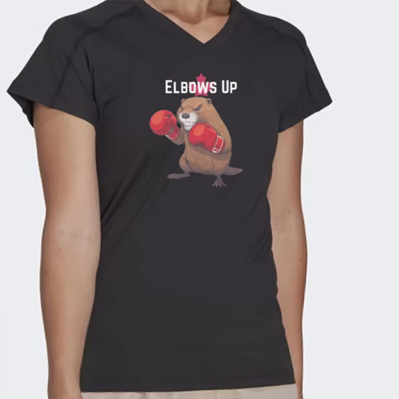 Fighting Beaver Elbows Up Premium Fitted T-Shirt