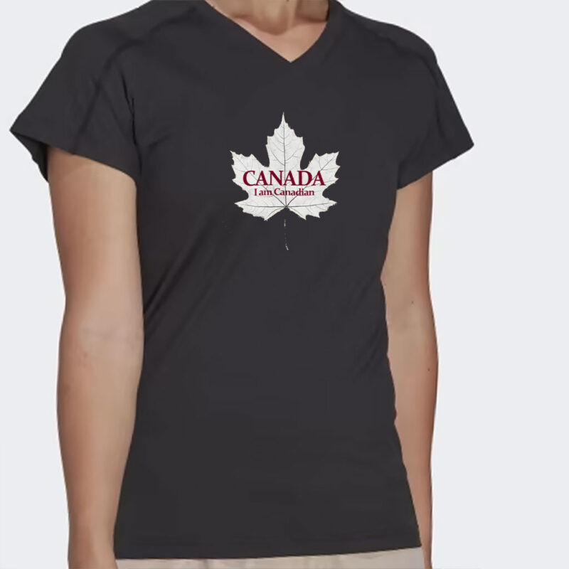 Maple Leaf I Am Canadian Print Shirt