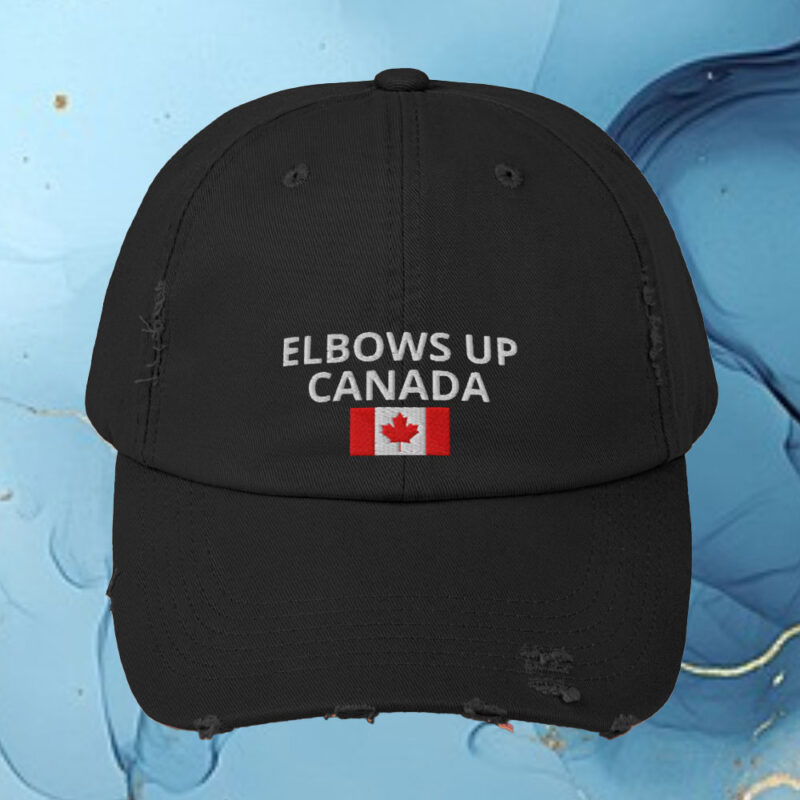 Patriotic Hockey Quote Trucker Cap – Embroidered Gift, ELBOWS UP CANADA Hat