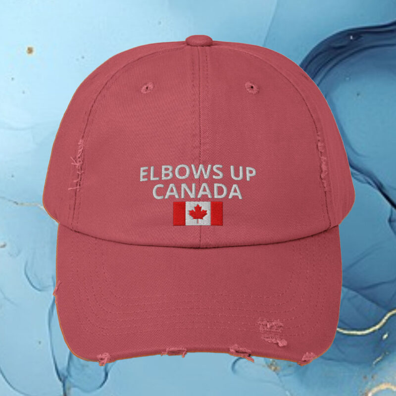 Patriotic Hockey Quote Trucker Cap – Embroidered Gift, ELBOWS UP CANADA Hat