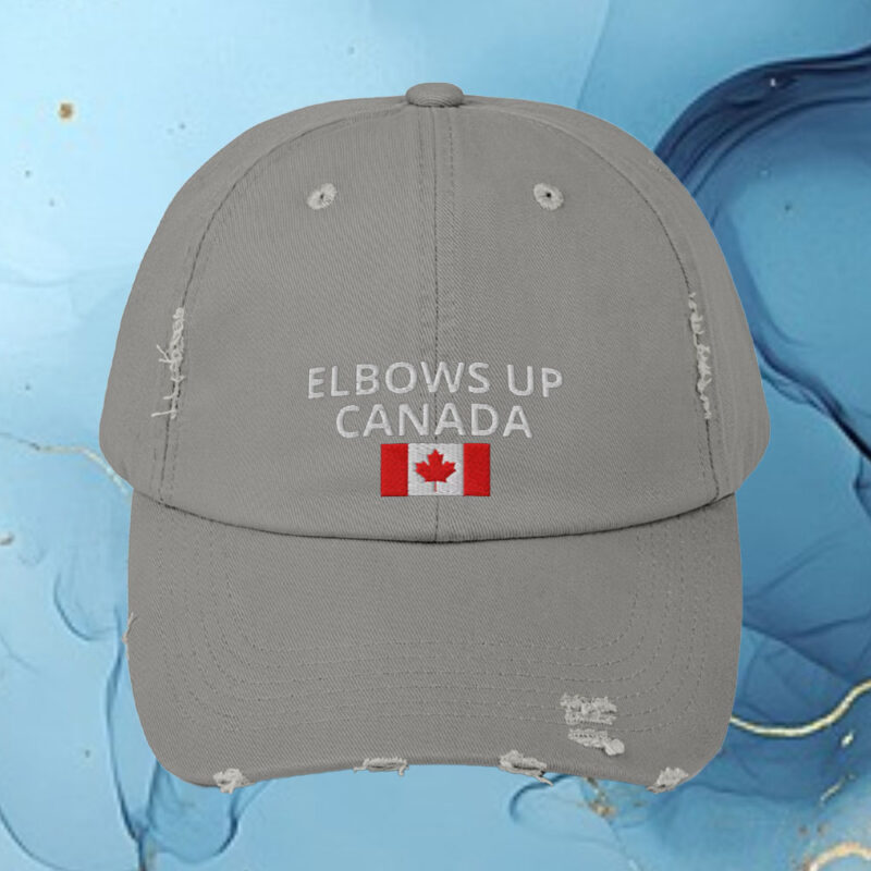 Patriotic Hockey Quote Trucker Cap – Embroidered Gift, ELBOWS UP CANADA Hat