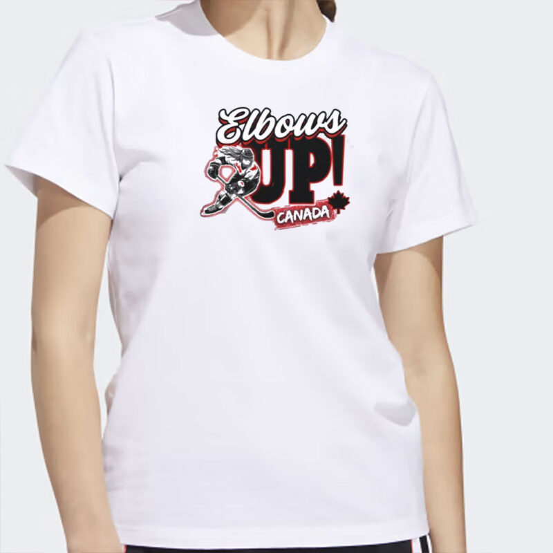 Trendy Canada Pride Graphic Tee - Elbows Up, Funny Canadian Beaver T-Shirt