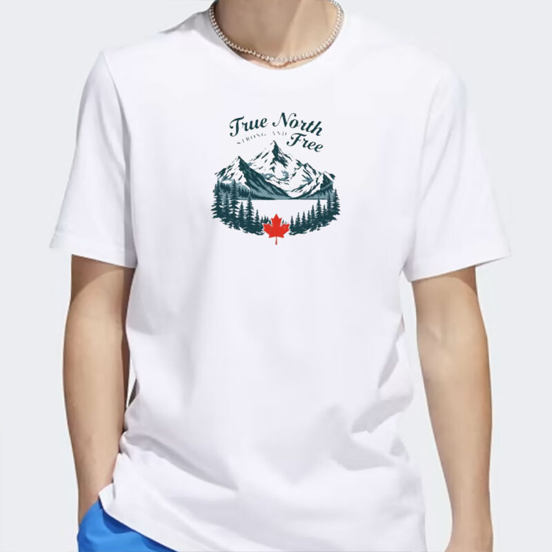 True North Strong and Free Tee, Unisex Cotton Shirt, Canada T-shirt