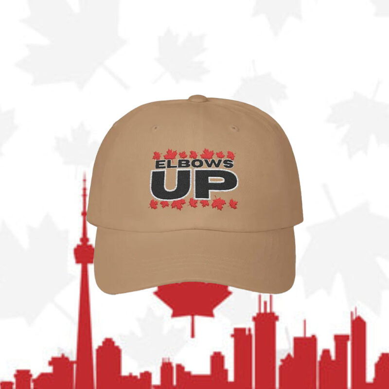 White Elbows Up Classic Dad Hat, Canadian Pride Embroidered Hat, Elbows Up 2025 Hat