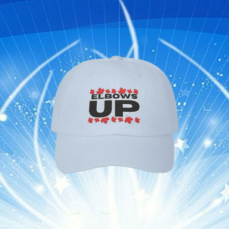 White Elbows Up Classic Dad Hat, Canadian Pride Embroidered Hat