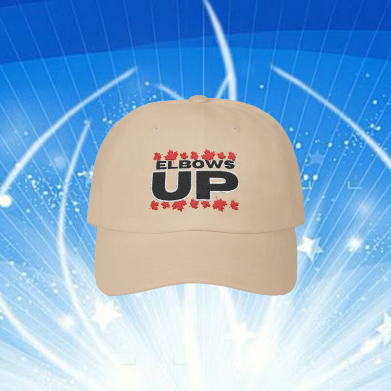 White Elbows Up Classic Dad Hat, Canadian Pride Embroidered Hat