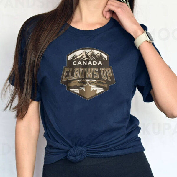 Canada Elbows Up Tee, Neutral Tone Hiking Camping Tshirt