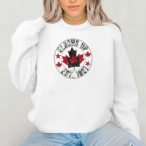 Comfort Colors Elbows Up Shirt Canada, Proud Canadian Hockey T-Shirt