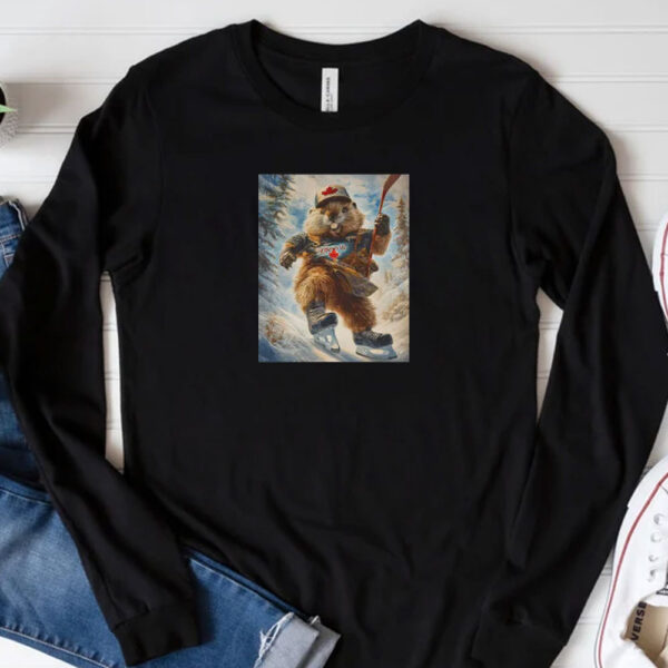 Funny Canadian Tee, Elbows Up Beaver T-Shirt